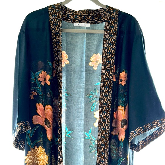 DR2 Other - EUC-Floral Kimono by DR2 - Black & Dusty Rose